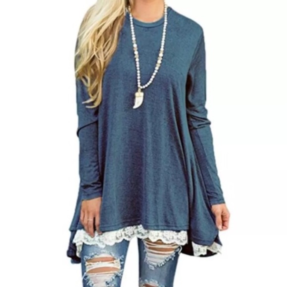 Tops - Blue Long Sleeve Tunic